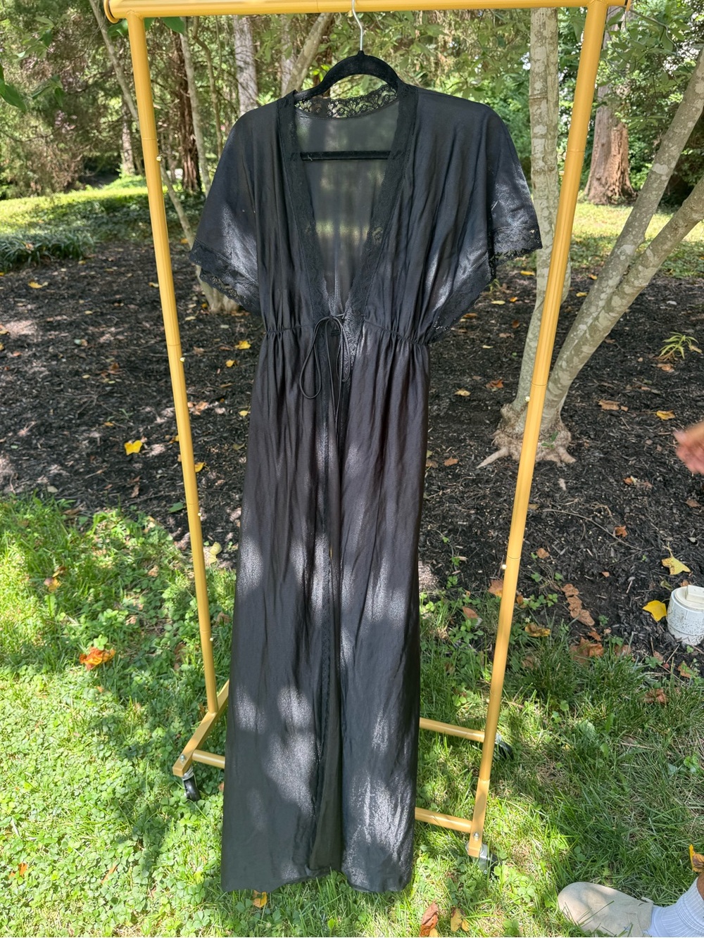 Black Satin Kimono Maxi Dress